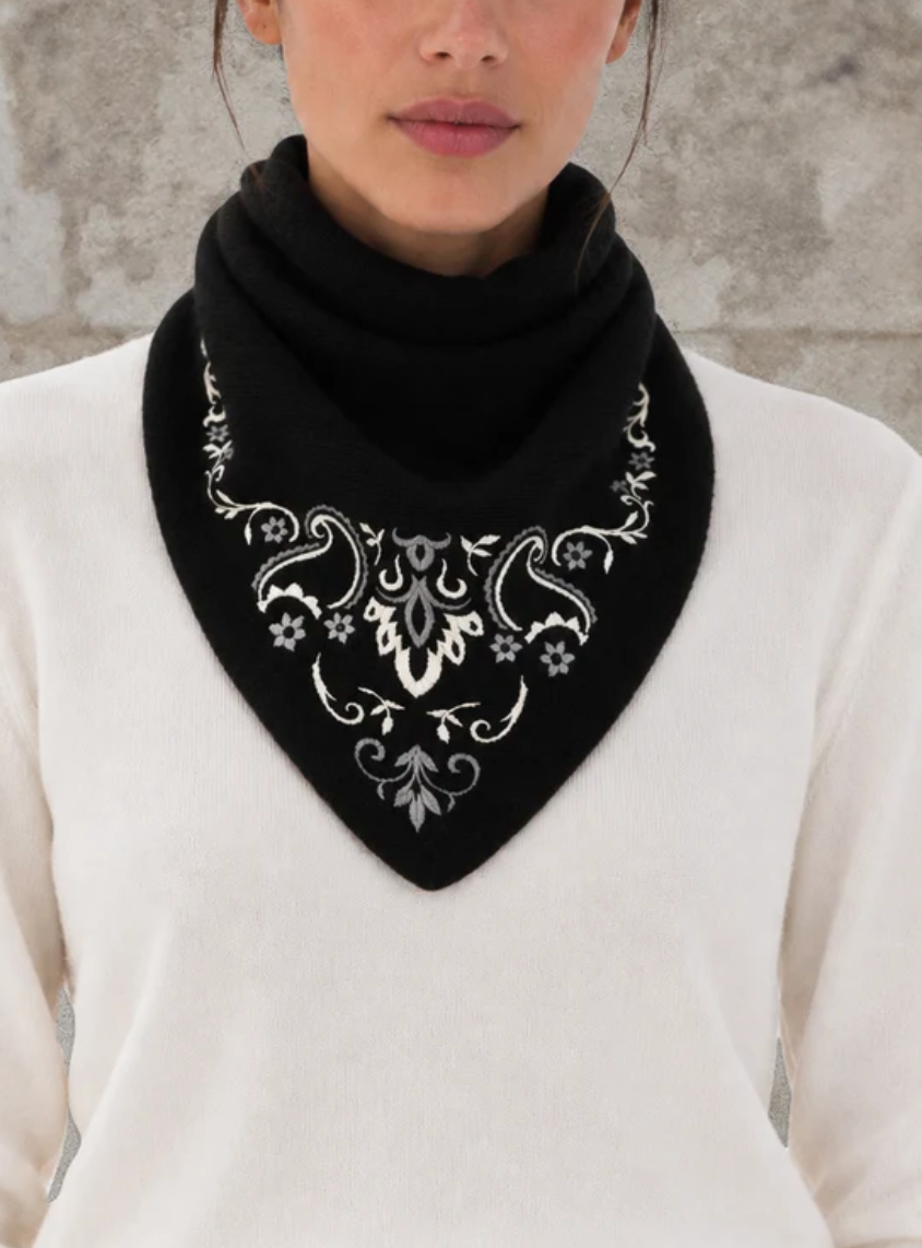 MAISON LECOMTE FLAMENT TRIANGLE MERINOS BANDANA