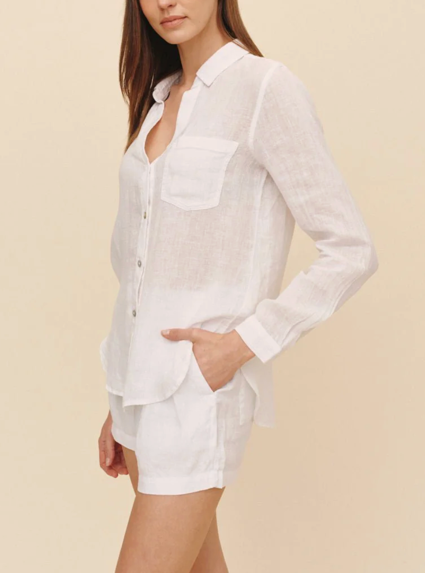 BELLA DAHL LINEN POCKET BUTTON DOWN