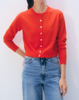 WHITE & WARREN LINEN BLEND CARDIGAN