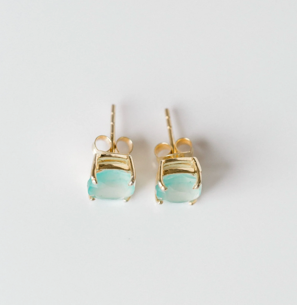 ELLI PARR EMMY STUDS - AQUA CHALCEDONY