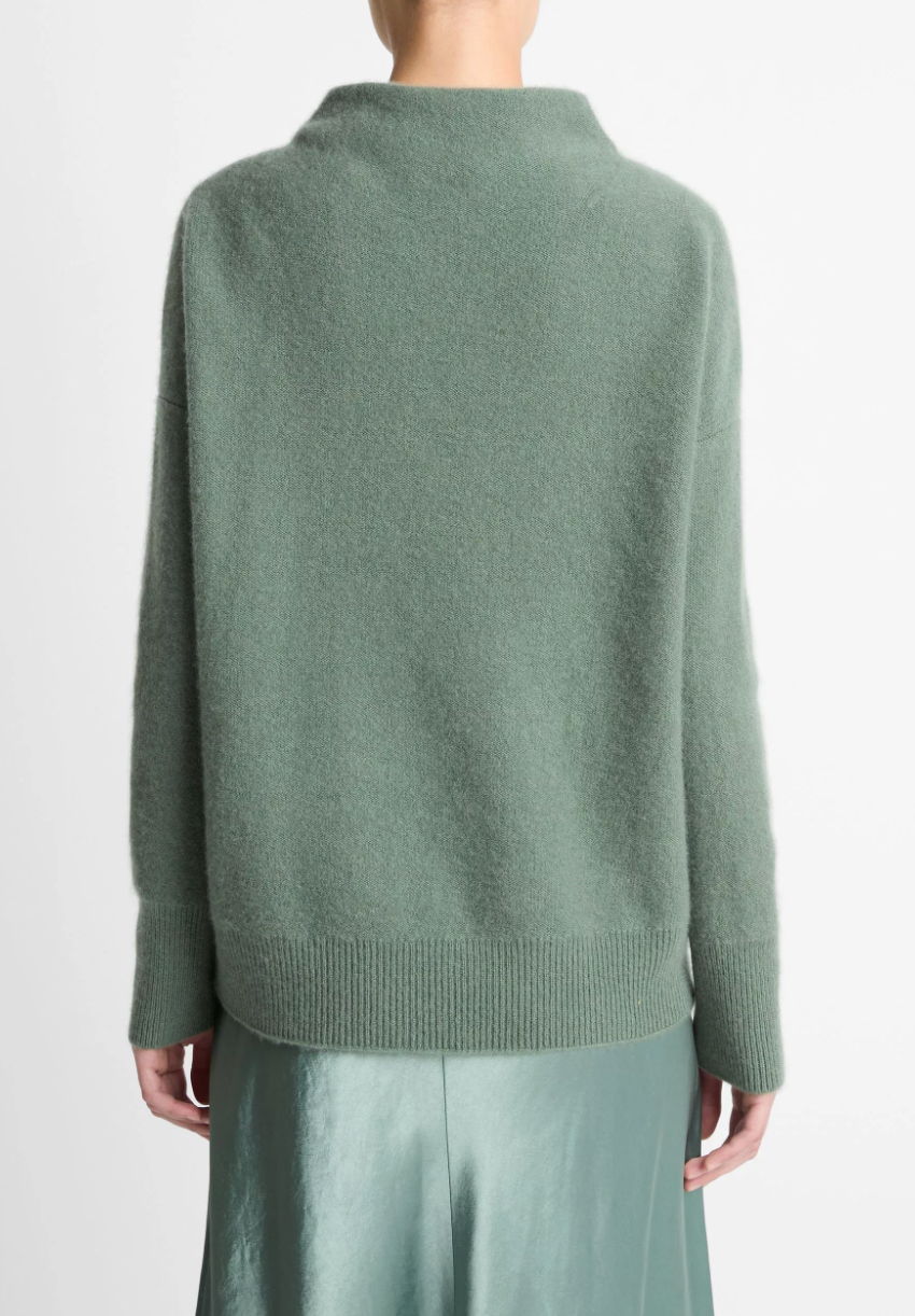 VINCE BOILED FUNNEL NECK PULLOVER