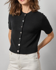 LILLA P ELBOW SLEEVE BUTTON CARDIGAN
