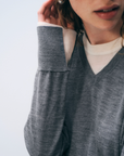 WHITE & WARREN SUPERFINE MERINO LAYERED V NECK