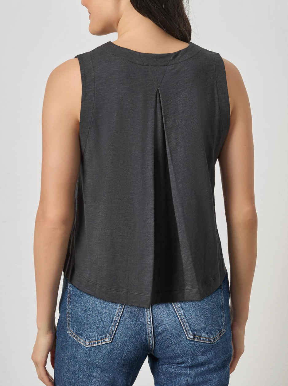 LILLA P PLEAT BACK SPLIT NECK TANK