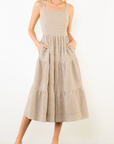 THML THIN STRAP GINGHAM TIERED DRESS