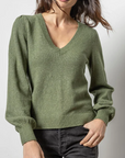 LILLA P FULL SLEEVE V NECK SWEATER