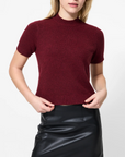 FRENCH CONNECTION VHARI KNIT MOCK NECK S/S TOP