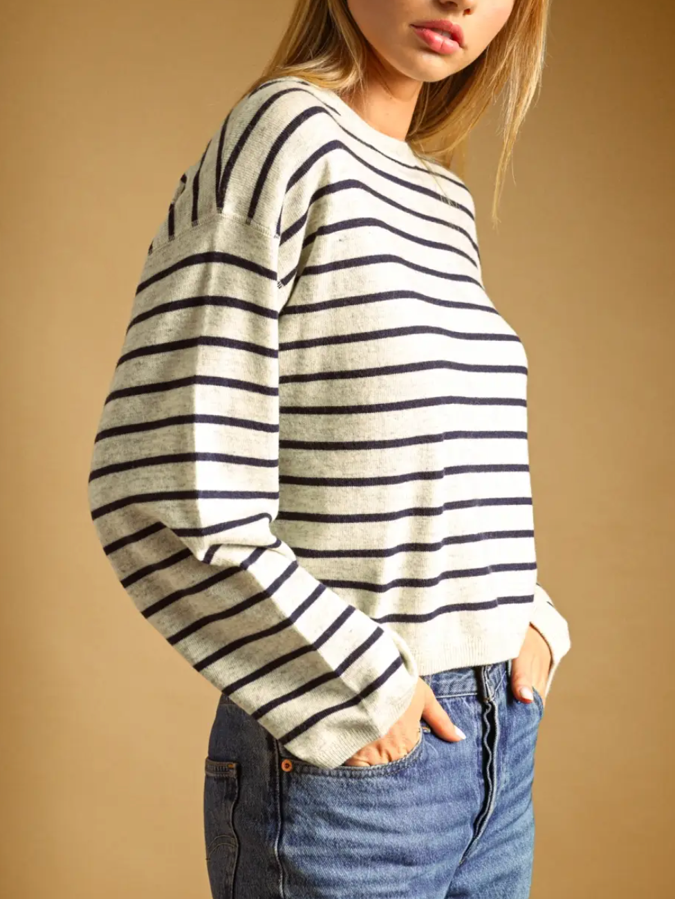 MIOU MUSE STRIPED KNITTED TOP