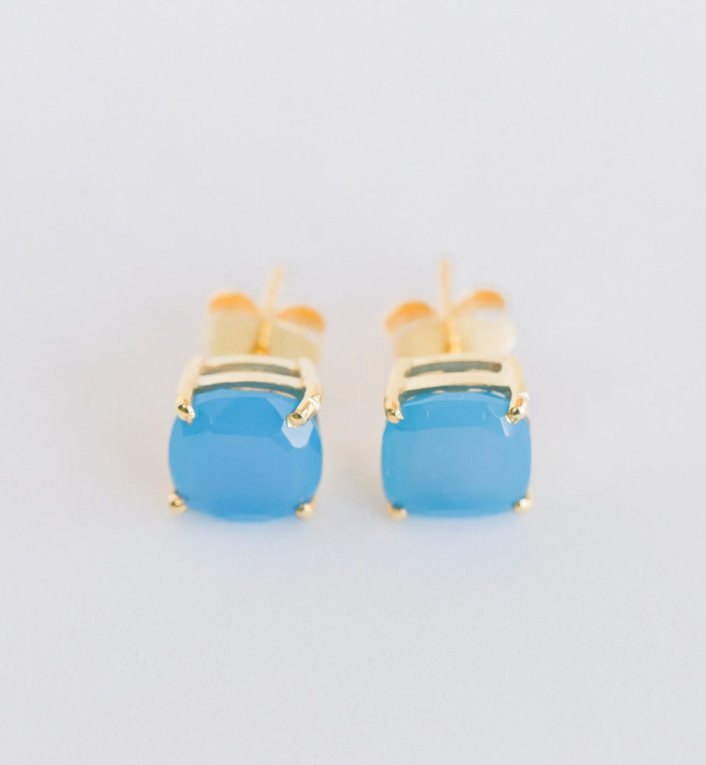 ELLI PARR EMMY STUDS-BLUE CHALCEDONY