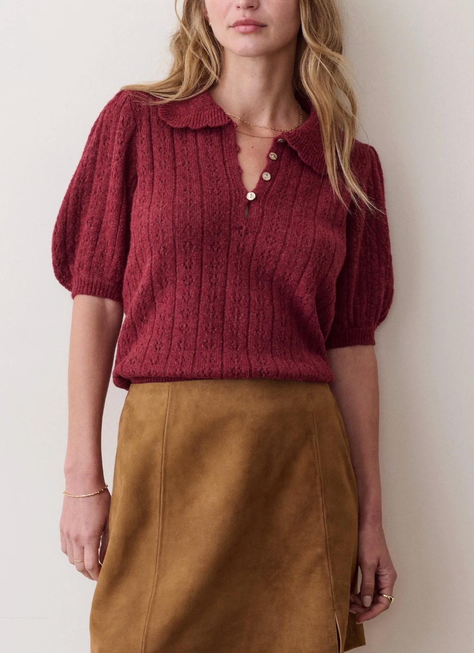 MARINE LAYER SHORT SLEEVE POINTELLE POLO