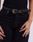 MOST WANTED USA QUIET CURVE LEATHER BELT W/ METAL