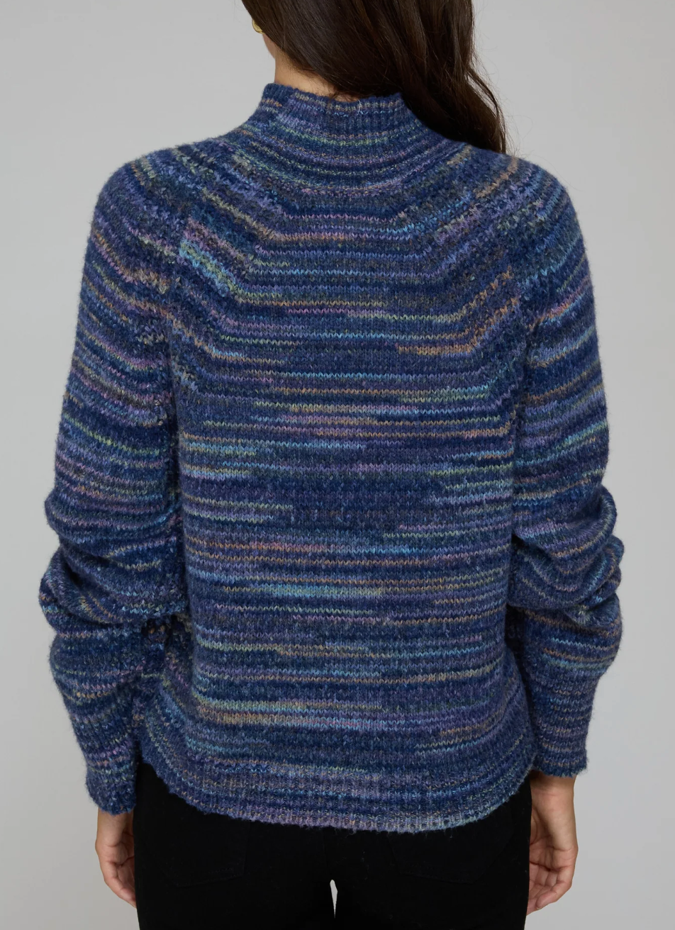 AUTUMN CASHMERE SPACE DYE BOXY MOCK W/ SHAKER DETAIL