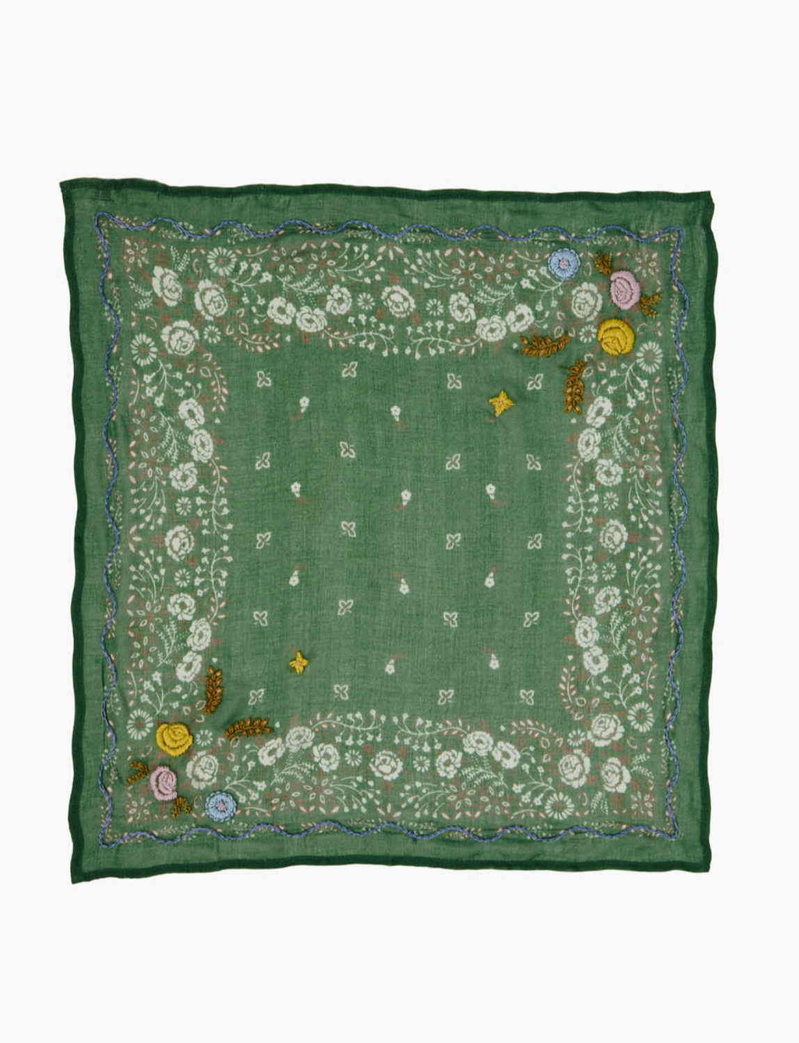 CHAN LUU EMBROIDERED FLORAL BANDANA