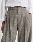 VINCE HIGH RISE ITALIAN WOOL BLEND PLAID TROUSER