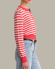 525 AMERICA HARLOW STRIPED BUTTON DOWN CARDIGAN