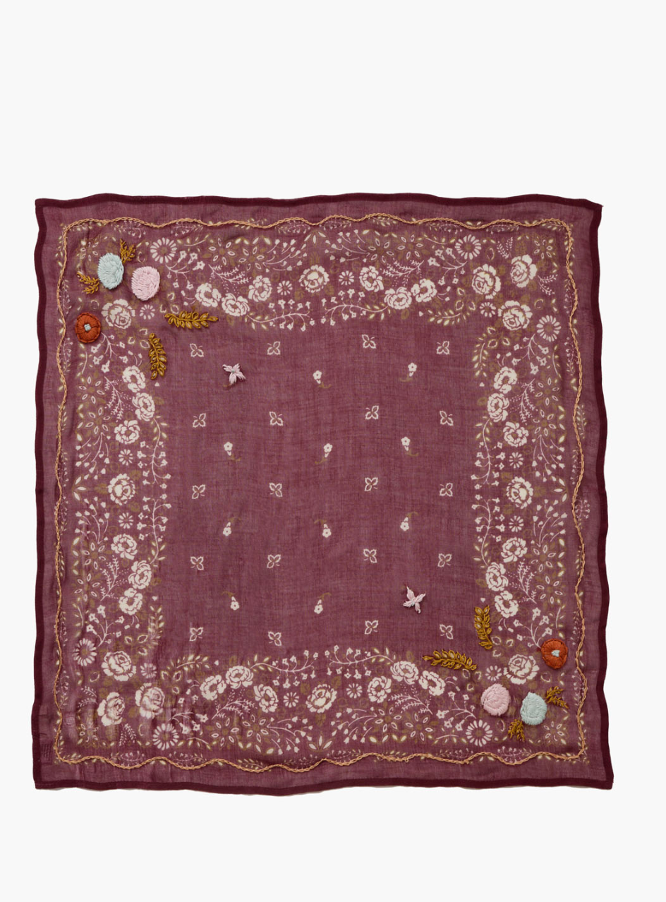 CHAN LUU EMBROIDERED FLORAL BANDANA