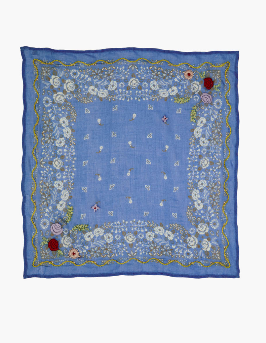 CHAN LUU EMBROIDERED FLORAL BANDANA