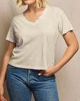 PERFECTWHITETEE HENDRIX COTTON SHORT SLEEVE BOXY V NECK TEE