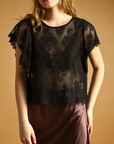 MIOU MUSE LACE SCALLOPED TOP