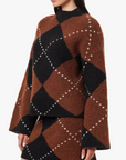 HABITUAL ARGYLE MOCK NECK SWEATER
