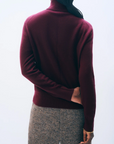 WHITE & WARREN CASHMERE RIB TRIM EASY TURTLENECK