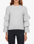 AUTUMN CASHMERE TIERED RUFFLE SLEEVE HIGH CREW