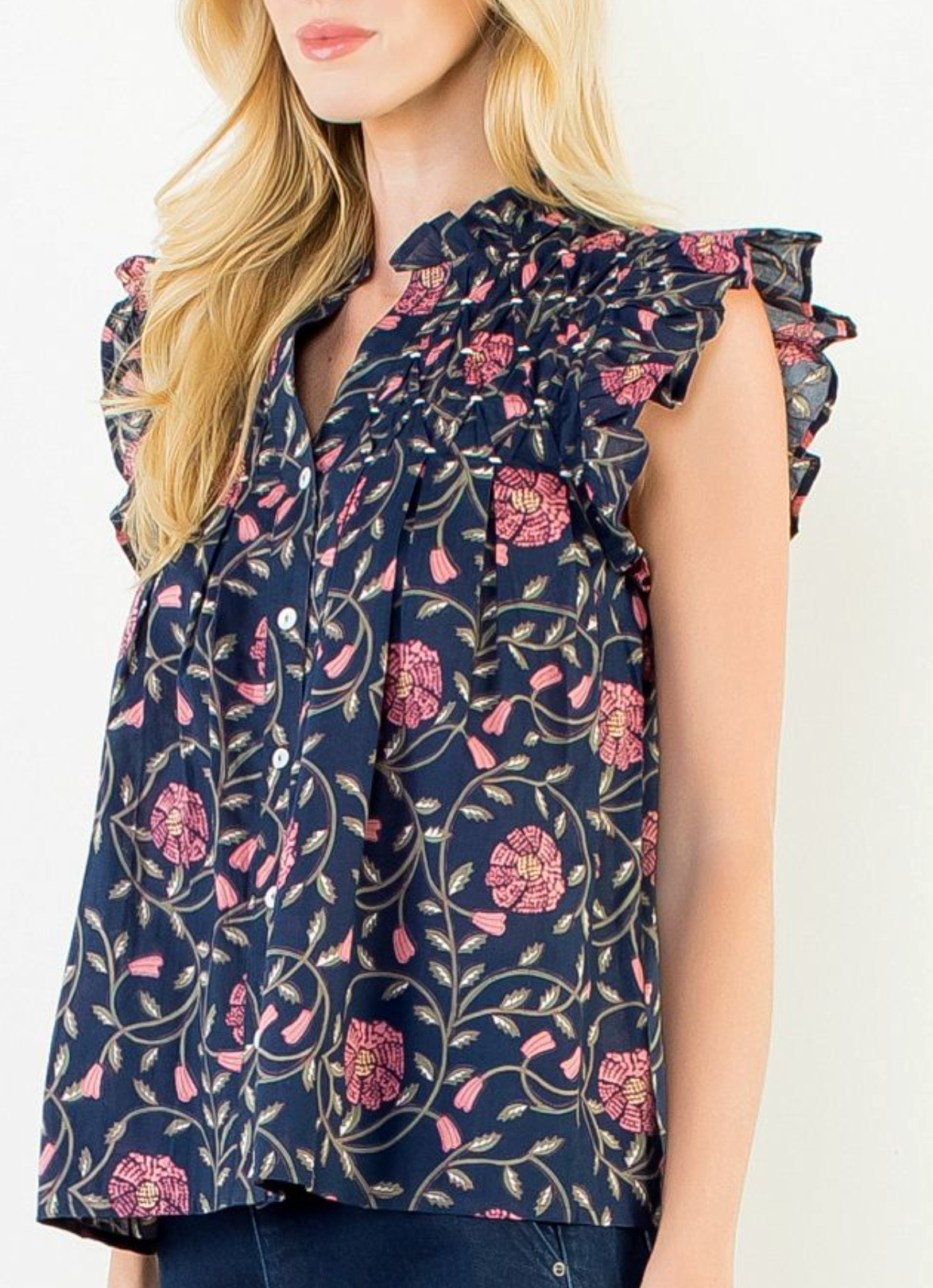 THML PENNY FLUTTER SLEEVE TOP