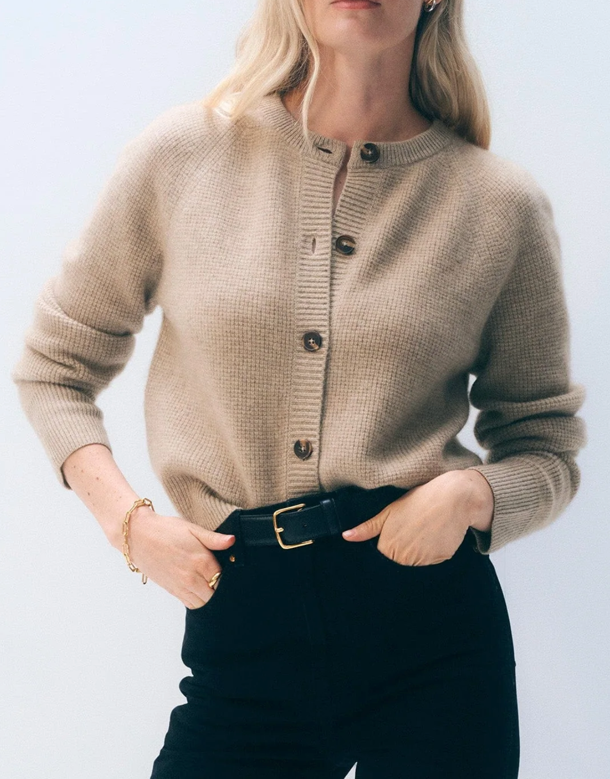 WHITE &amp; WARREN CASHMERE WAFFLE CARDIGAN