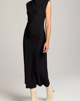VINCE DRAPED FUNNEL NECK DRESS