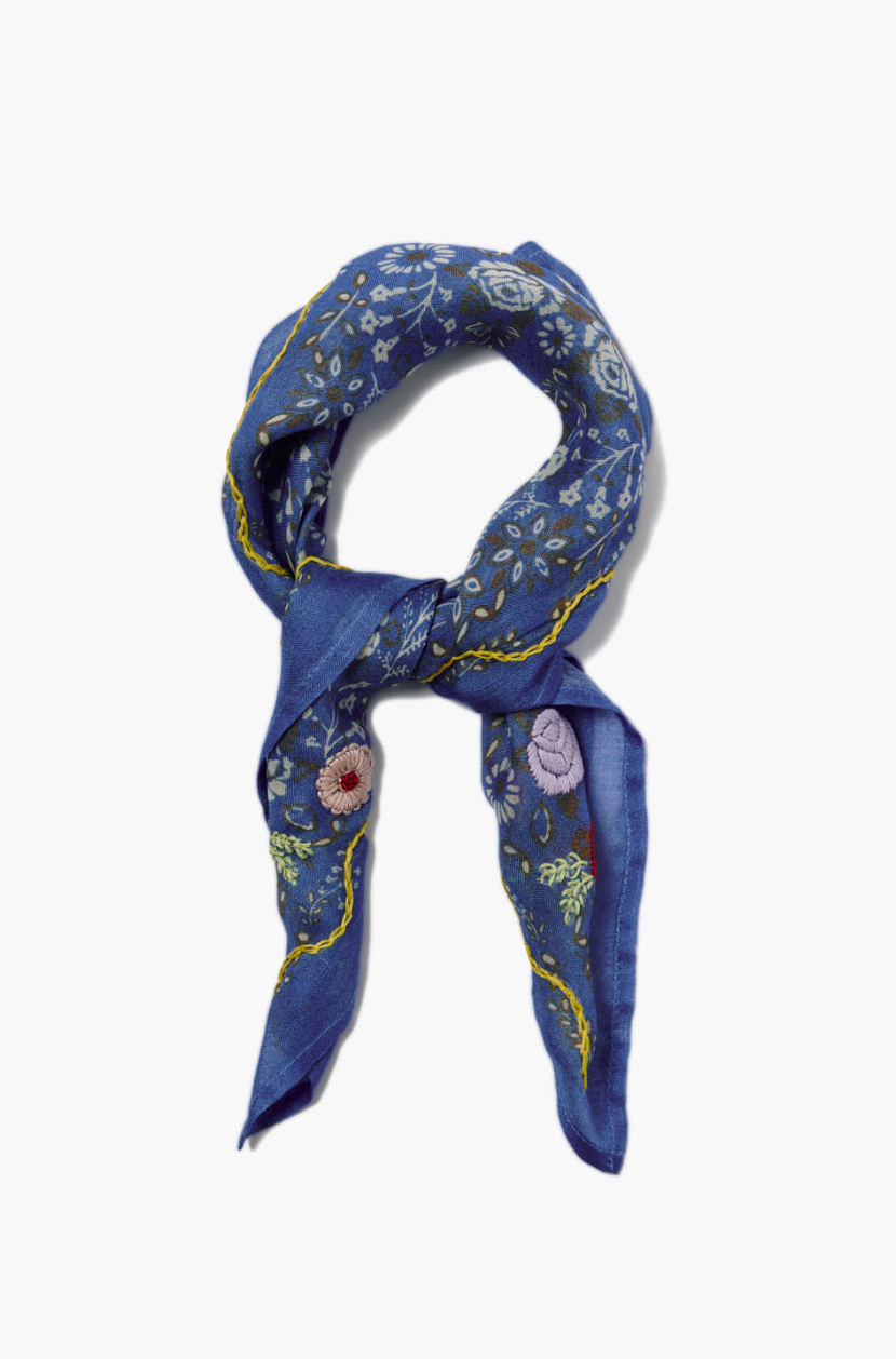 CHAN LUU EMBROIDERED FLORAL BANDANA