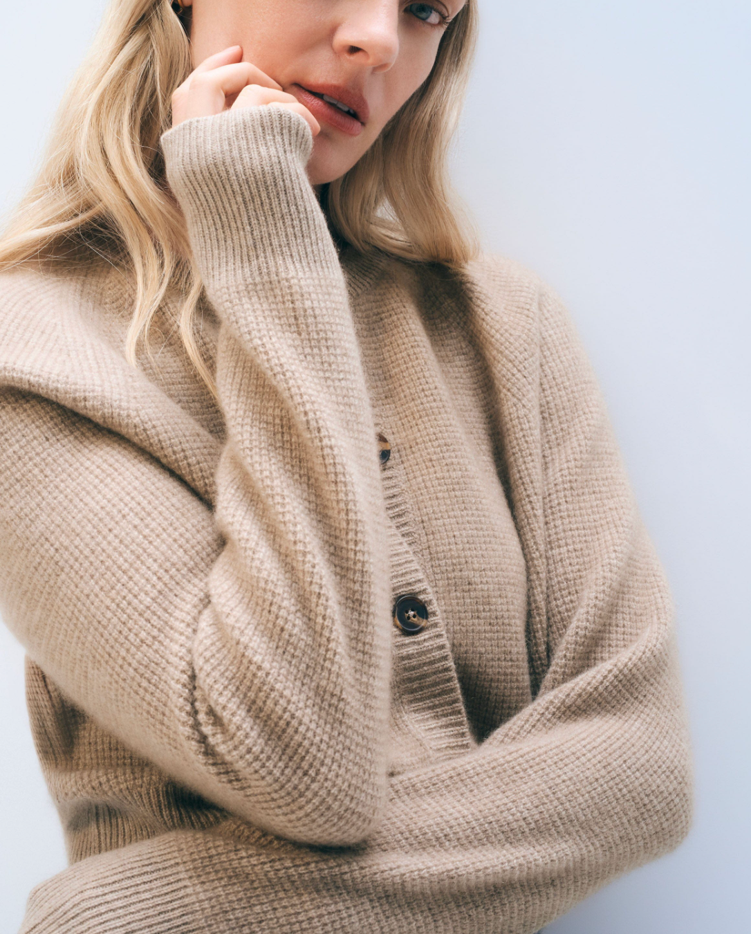 WHITE &amp; WARREN CASHMERE WAFFLE CARDIGAN