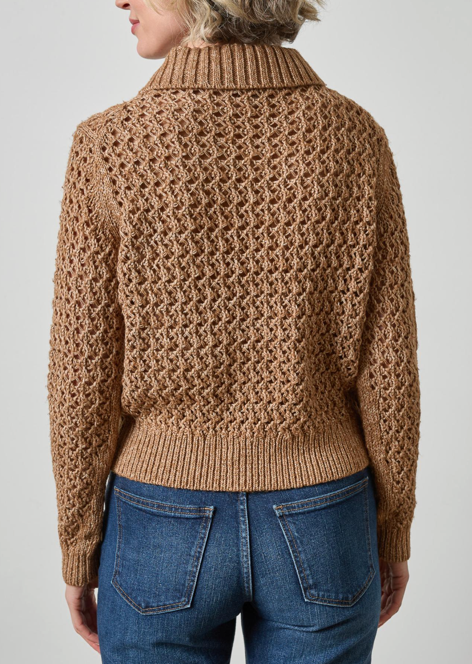 LILLA P TEXTURED POLO SWEATER