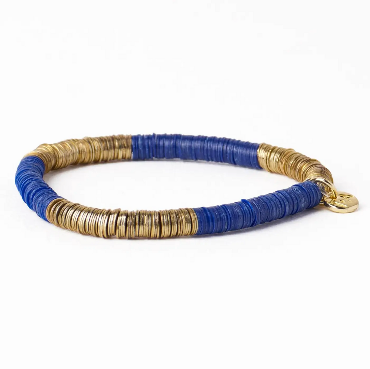 INK + ALLOY GRACE TWO COLOR BLOCK STRETCH BRACELET LAPIS/GOLD