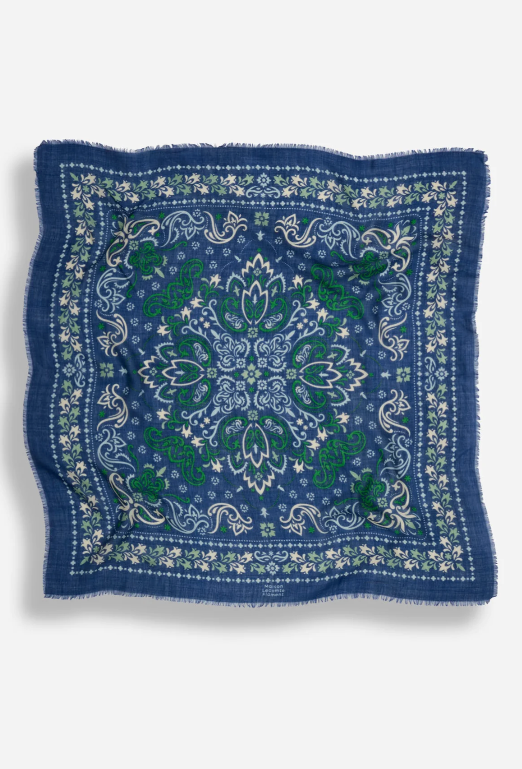 MAISON LECOMTE FLAMENT WOOL &amp; SILK BANDANA SCARF