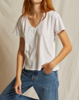 PERFECTWHITETEE HENDRIX COTTON SHORT SLEEVE BOXY V NECK TEE