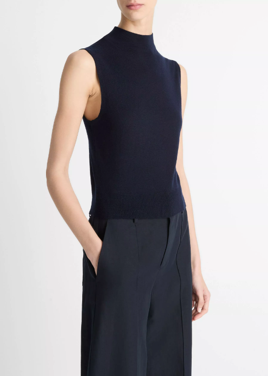 VINCE SLEEVELESS MOCK NECK