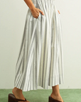 MIOU MUSE STRIPE SMOCK WAIST LONG SKIRT