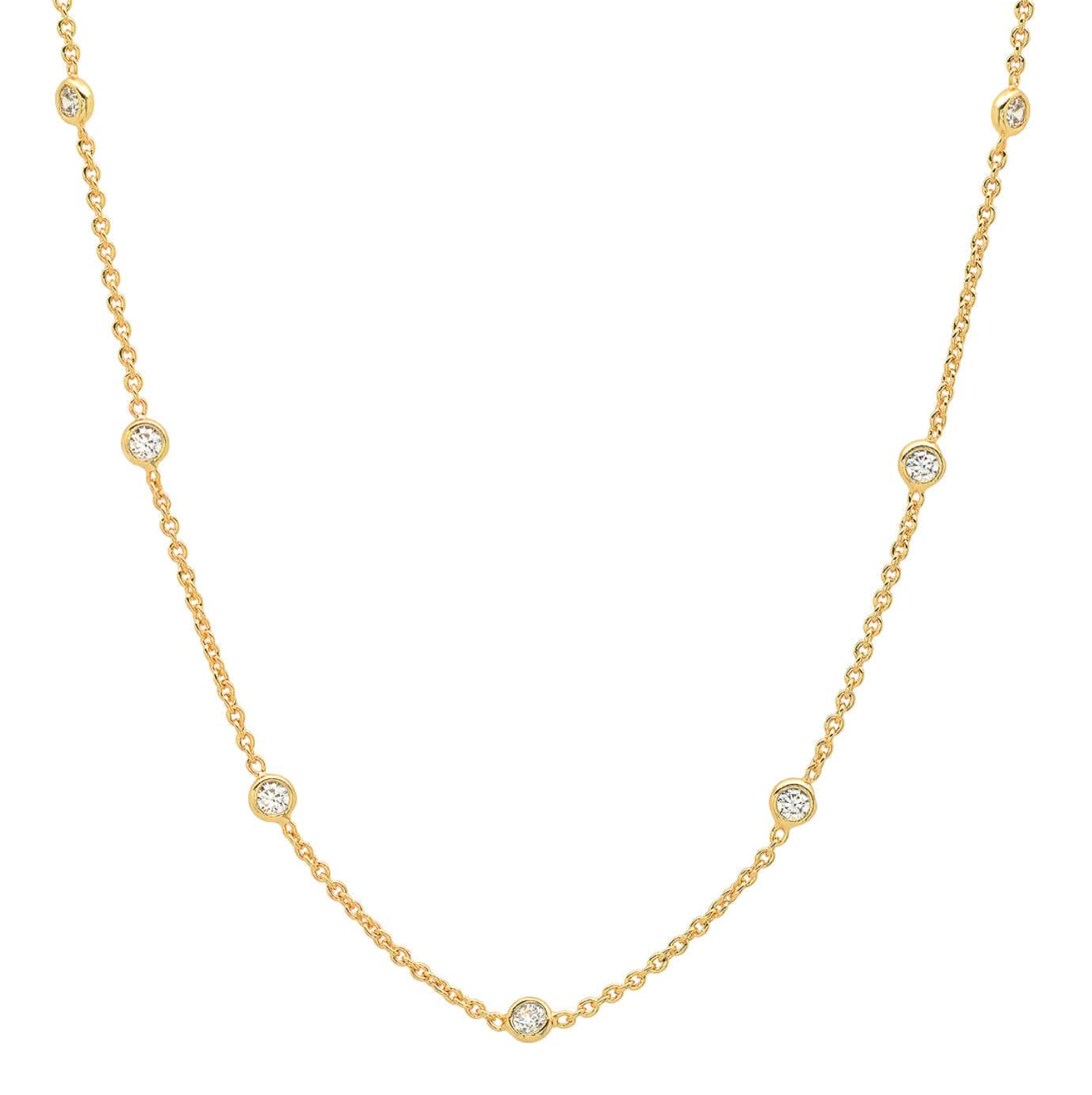 TAI GOLD NECKLACE WITH STATIONARY CZ'S