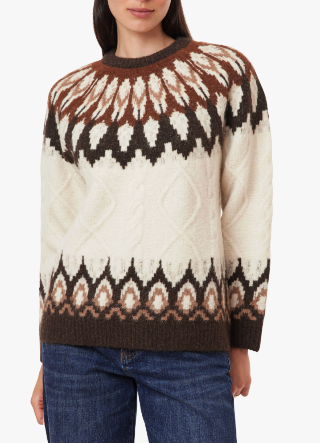HABITUAL FAIRISLE &amp; CABLE SWEATER