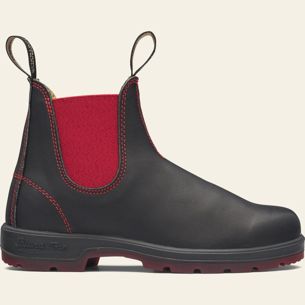 BLUNDSTONE 1316 LEATHER LINED CHELSEA BLACK RED