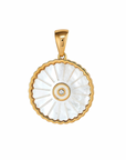 ASHA SUNFLOWER CHARM W/MOP + WHITE TOPAZ