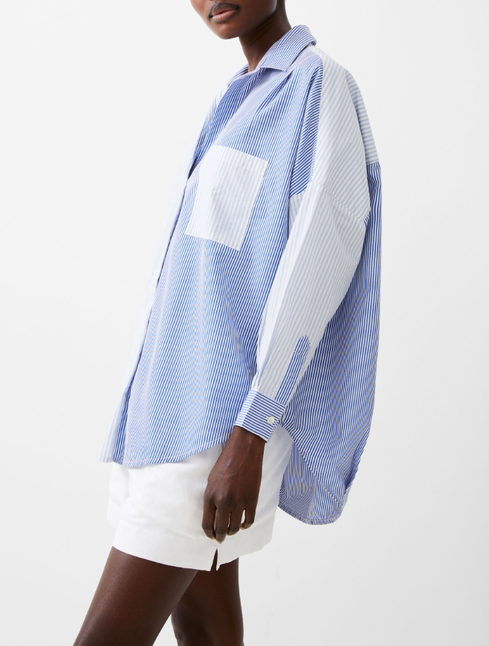 FRENCH CONNECTION STRIPE SHIRTING POPOVER SHIRT