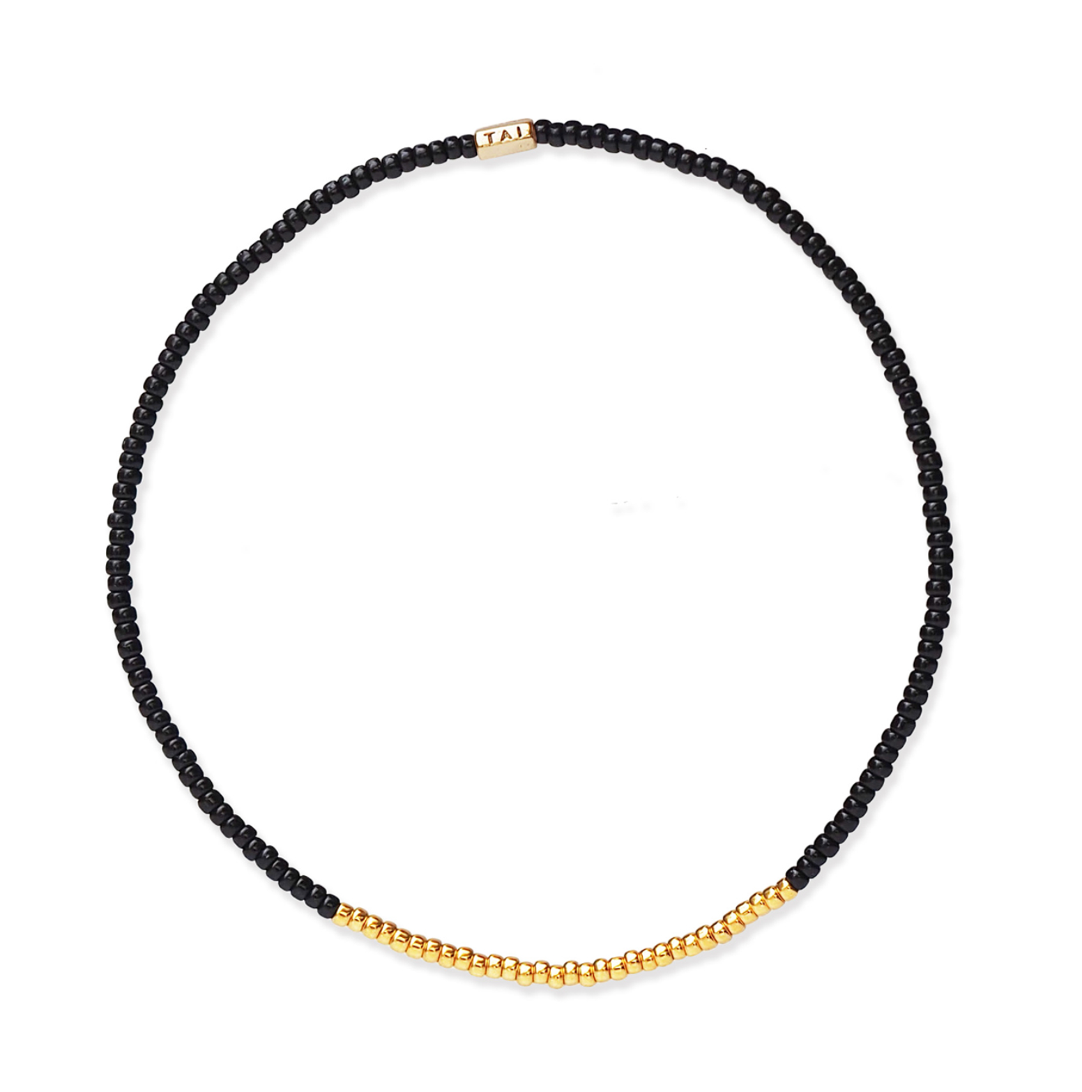 TAI BEADED BRACELET W/GOLD ACCENTS BLACK