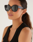Z SUPPLY LUNCH DATE SUNGLASSES - POLISHED BLACK/GREY