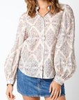 OLIVACEOUS BRENDA PRINTED BLOUSE
