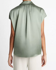 VINCE CAP SLEEVE RUCHED BACK BLOUSE