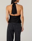 FRENCH CONNECTION ENNIS SATIN HALTER COWL NECK TOP