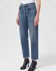 AGOLDE 90'S CROP MID RISE LOOSE STRAIGHT JEAN OBLIQUE