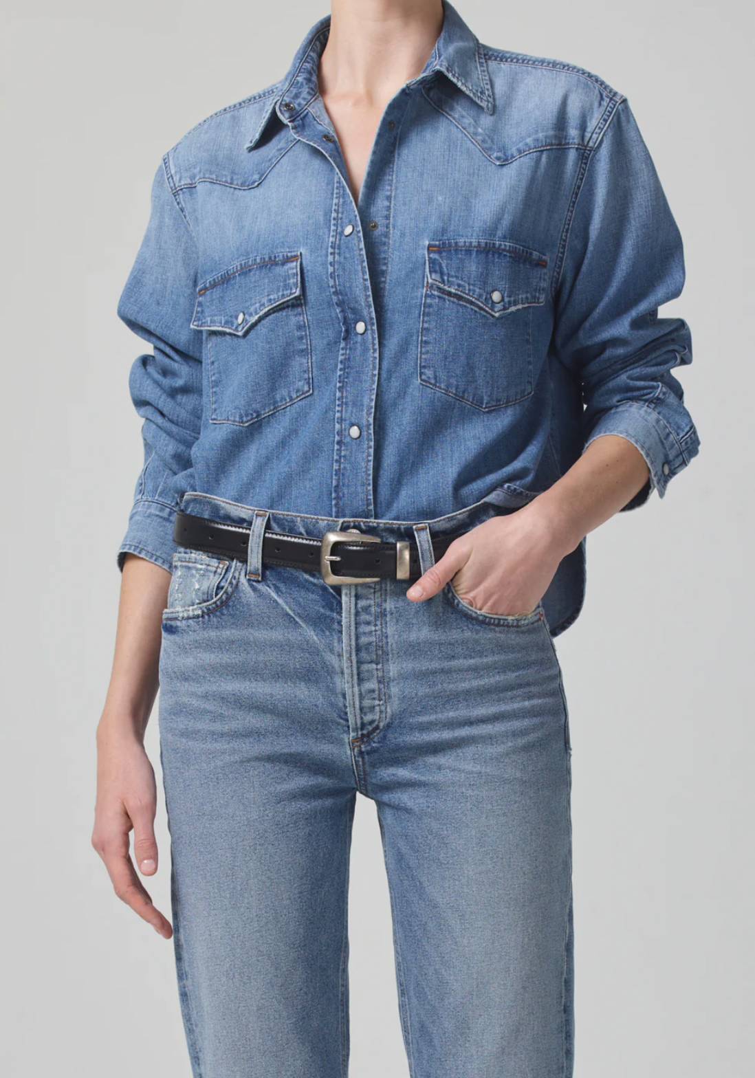 CITIZENS OF HUMANITY CROPPED WESTERN SHIRT