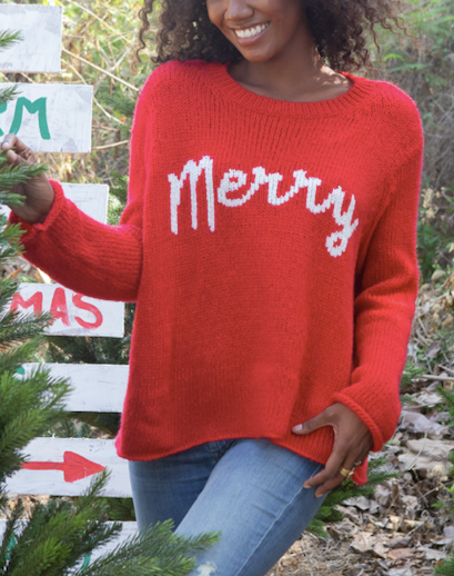 WOODEN SHIPS MERRY CHUNKY CREW SWEATER